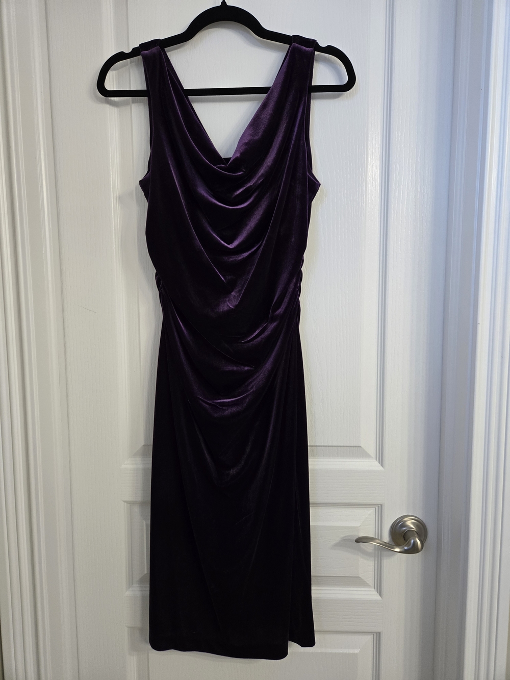 Kensie Velvet Cowl Midi Dress - Deep Purple